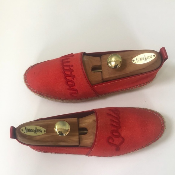 Louis Vuitton Red Espadrille Flats Sz 39 - Picture 3 of 13